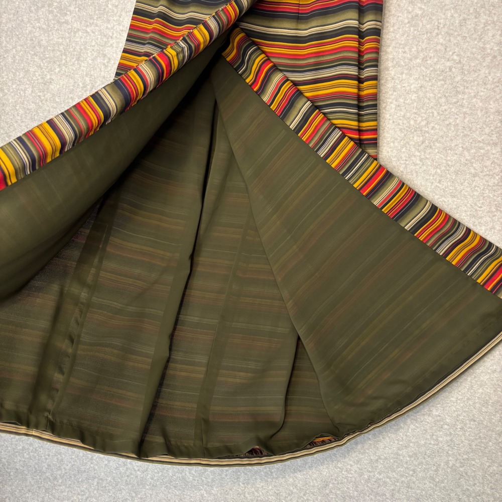 Vintage 90s y2k Striped Multicolor Wrap Maxi Skirt Women's Sz 12 Red Green Indie - Picture 4 of 8